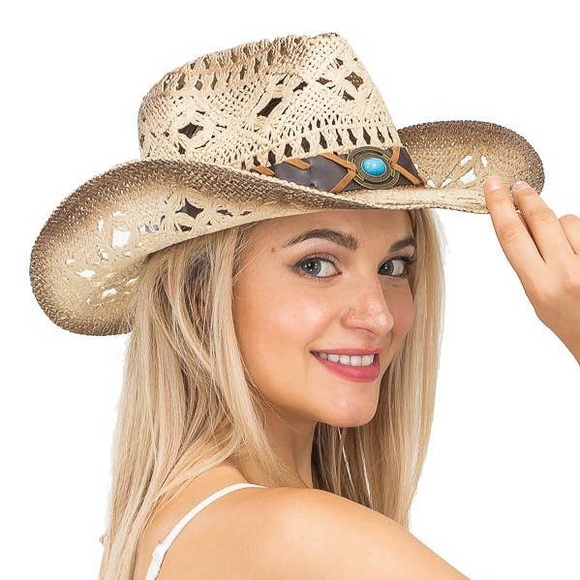 Festival Ready! Elegant Cream and Brown Western Hat